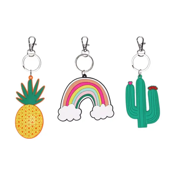 3ct Keychains Icons Banana Rainbow Cactus - Sun Squad™