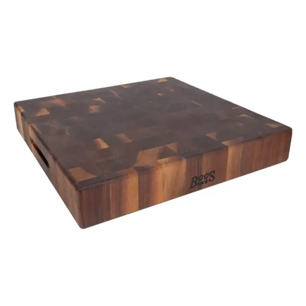 John Boos Classic Collection Walnut Wood Edge Grain Reversible Kitchen Countertop Butcher Chopping Block Charcuterie Cutting Board, 18 x 18 x 3 Inches