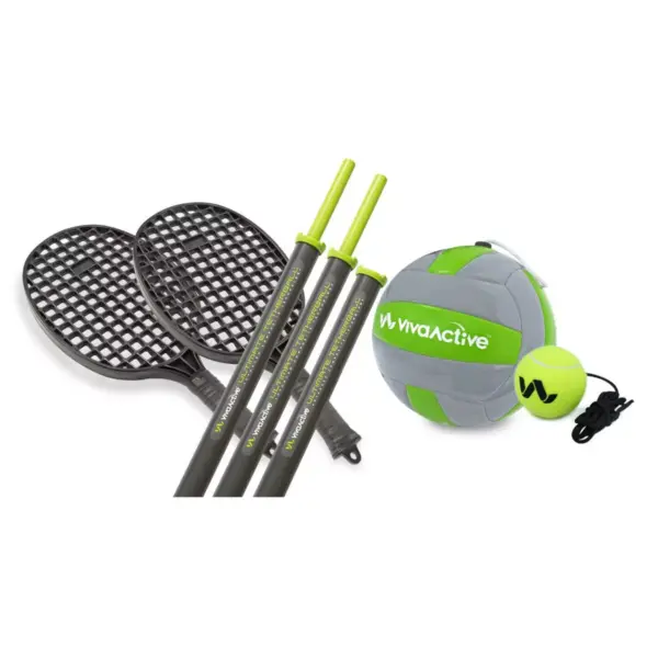 Viva Active Ultimate 2-in-1 Outdoor Swing Ball and Tetherball Game Set with Pole, Rope, and Stand and Soft Grip Paddles Included