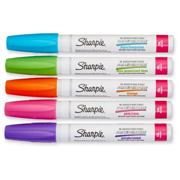 Sharpie Oil Base Paint Markers, Medium Tip, 5pk - Brights Multicolor