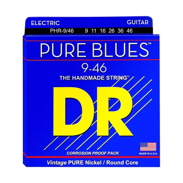 DR Strings PHR9/46 Pure Blues Nickel Lite'n'Heavy Electric Guitar Strings