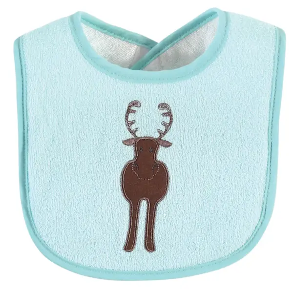 Hudson Baby Unisex Baby Cotton Terry Drooler Bibs with Fiber Filling, Neutral Woodland, One Size