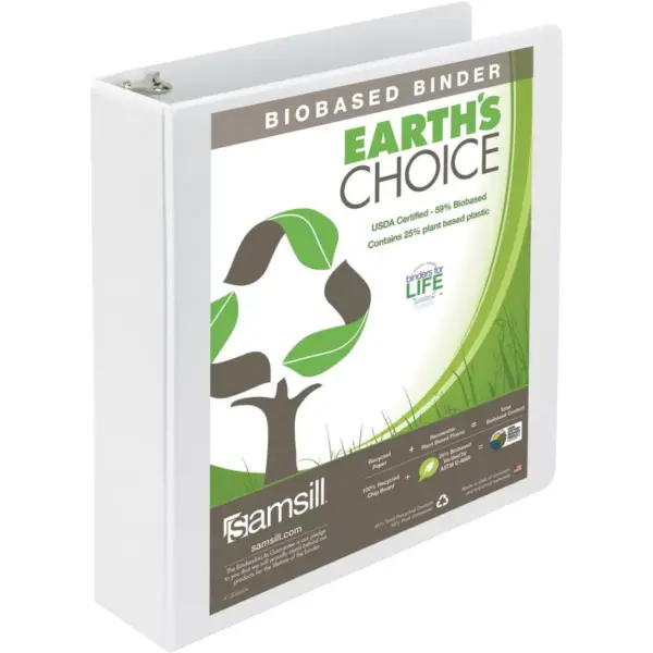 Samsill Earth's Choice Eco-Friendly View Binder, 2 Inch D-Rings, White