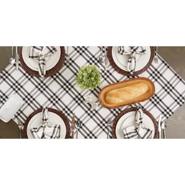 40" Cotton Homestead Plaid Table Topper Black - Design Imports