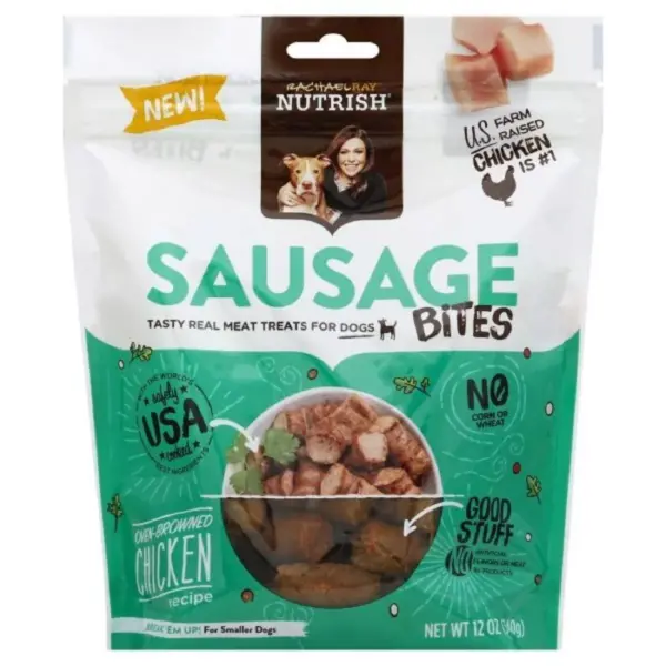 Rachael Ray Nutrish Sausage Bites Jerky Dog Treats Oven- Browned Chicken Recipe 12oz