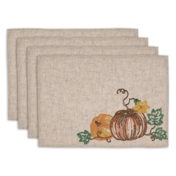 Set of 4 Embroidered Placemat Pumpkins - Design Imports