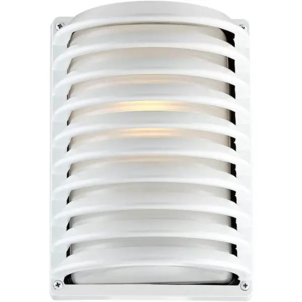 John Timberland Modern Outdoor Wall Light Fixture Sleek White Banded Grid 10" Frosted Glass for Exterior House Porch Patio Deck