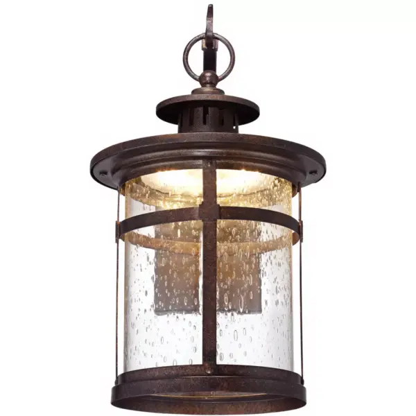 Franklin Iron Works Rustic Outdoor Wall Light Fixture LED Bronze 11 1/2" Seedy Glass Exterior House