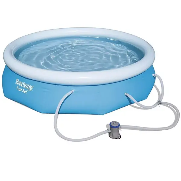 Bestway 57269E Fast Set Up 10ft x 30in Outdoor Round Inflatable Above Ground Swimming Pool Set with 330 GPH Filter Pump, Blue