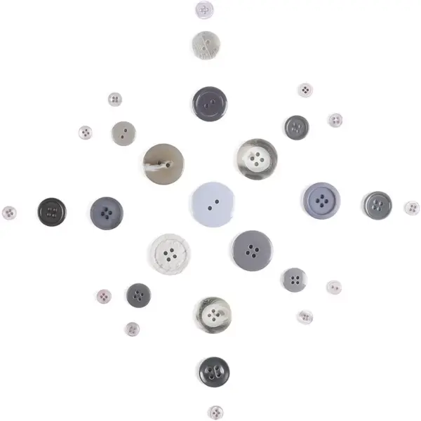 700 Pieces Round Grey Flatback Craft Resin Buttons 0.8-3cm with 4 Holes for DIY Crafts, Sewing and Scrapbooking