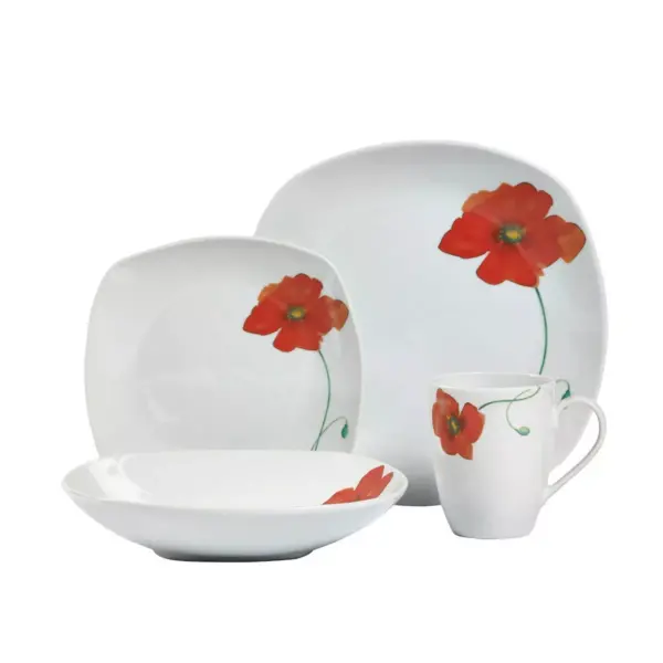 16pc Porcelain Poppy Dinnerware Set - Tabletops Gallery