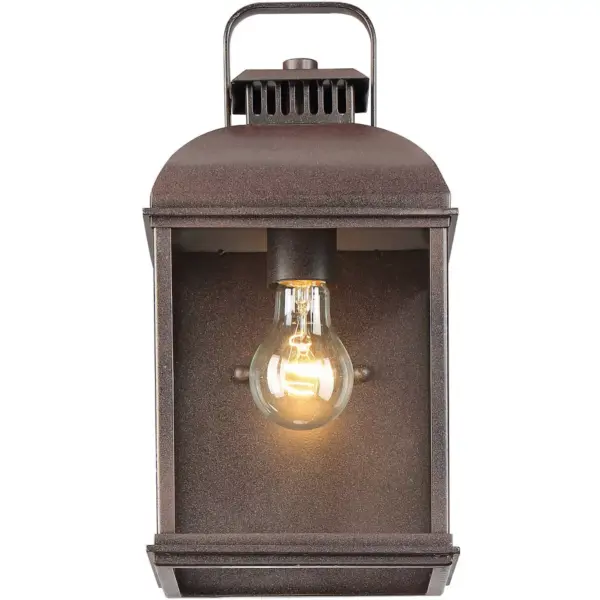 John Timberland Rustic Outdoor Wall Light Fixture Rust 16 1/2" Clear Glass Lantern for Exterior House Porch Patio Deck