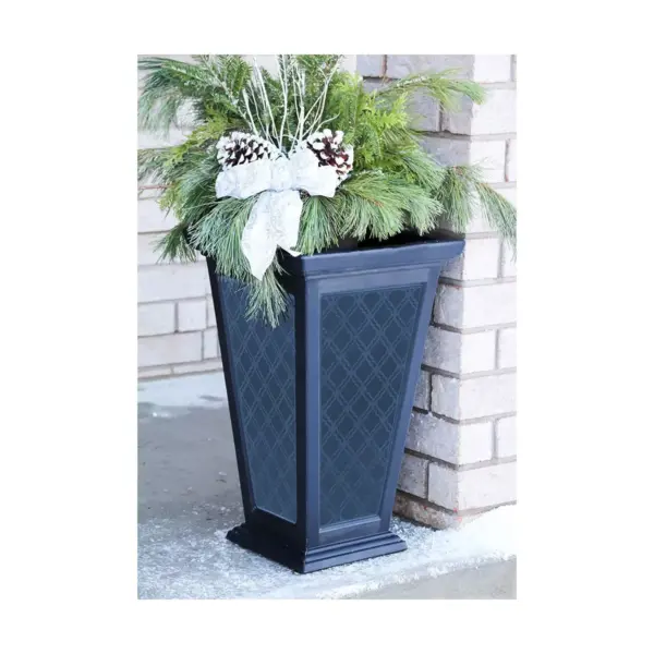 FCMP Outdoor 24" Casablanca Self Watering Freestanding Pedestal Home Planter Set