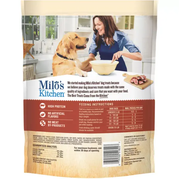 Milo's Kitchen Steak Grillers Beef Recipe with Angus Steak Dog Treats - 18oz