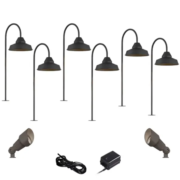 John Timberland Westley Black 10-Piece LED Landscape Path and Spot Light Set