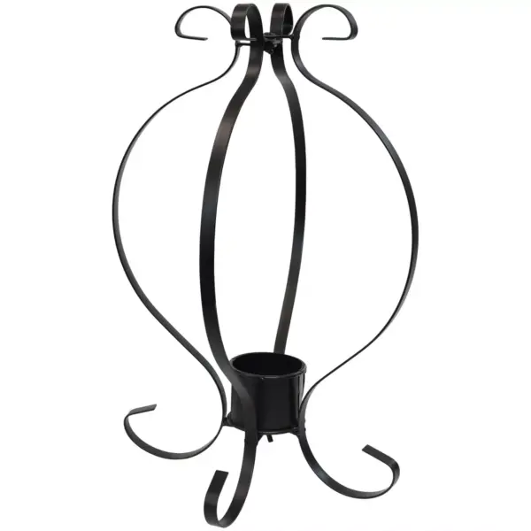 16"H Flourishing Enclosed Metal Gazing Ball Stand - Black - Sunnydaze Decor