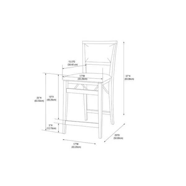 25" Torrin Folding Counter Height Barstool Espresso - Linon