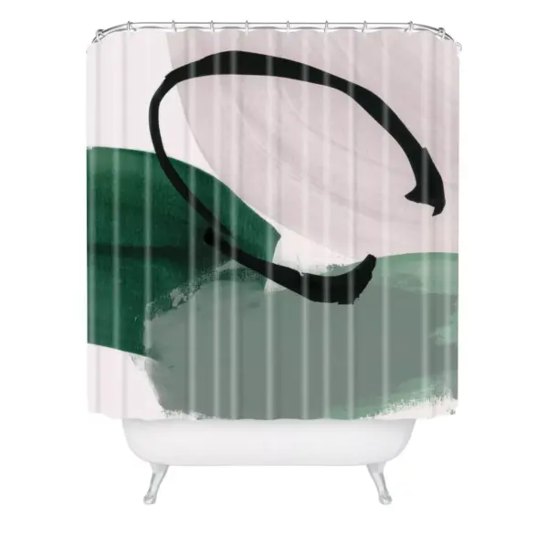 Iris Lehnhardt Minimalist Painting Shower Curtain Green - Deny Designs