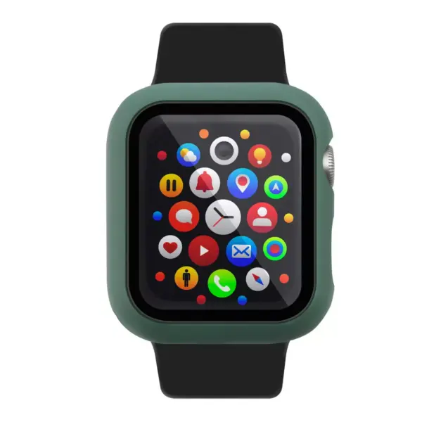 Insten Case Compatible with Apple Watch 44mm Series SE 6 5 4, Matte Hard Cover, Built in Tempered Glass Screen Protector, Full Protection, Green