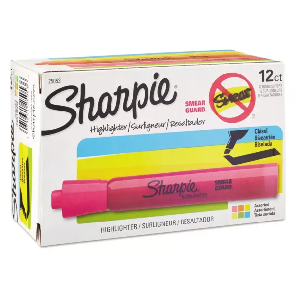 Sharpie Accent Tank Style Highlighter Chisel Tip Assorted Colors 12/Pk 25053