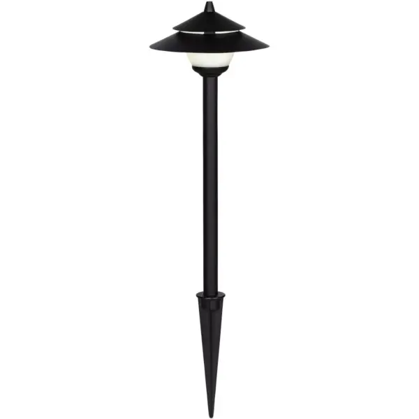 John Timberland Pagoda Textured Black 8-Piece LED Landscape Path Light Set