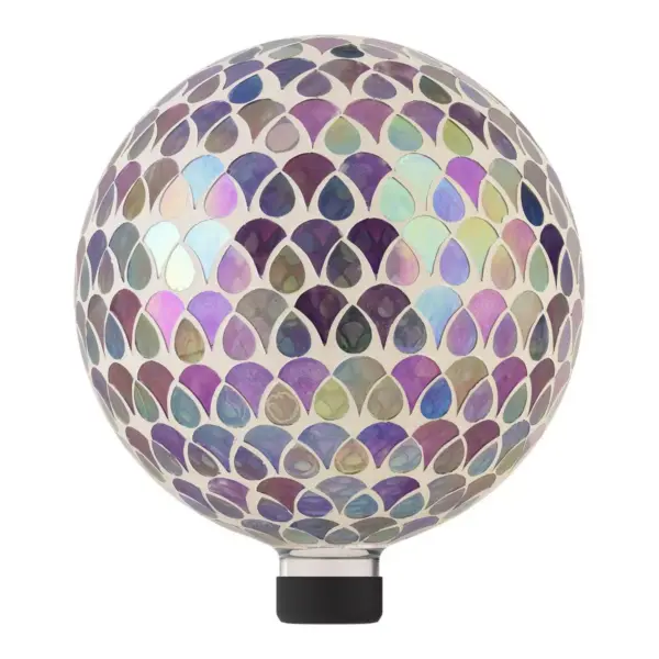 Alpine 11" Colorful Teardrop Glass Gazing Globe with Mosaic Flower Design