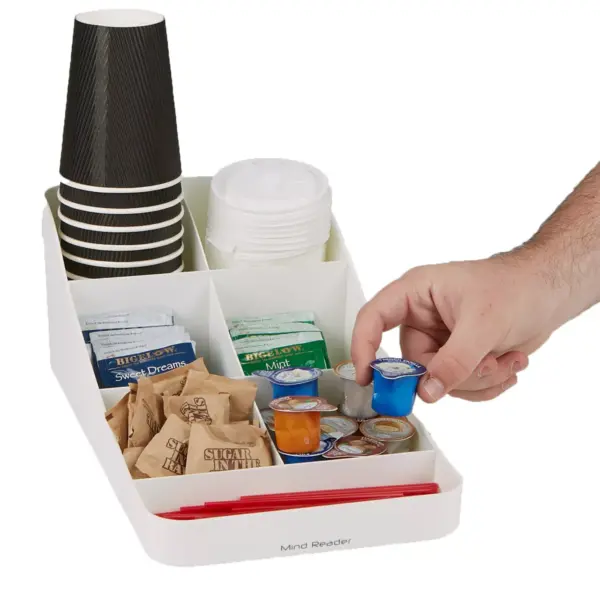 Mind Reader 7 Compartment Coffee Condiment, White