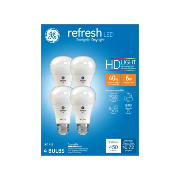 General Electric 4pk 40W Refresh LED Light Bulb Dimming Long Life