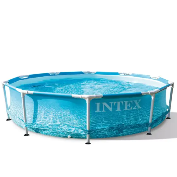 Intex 28207EH 10-Ft x 30-In Rust Resistant Steel Metal Frame Outdoor Backyard Above Ground Circular Beachside Swimming Pool with Filter Pump