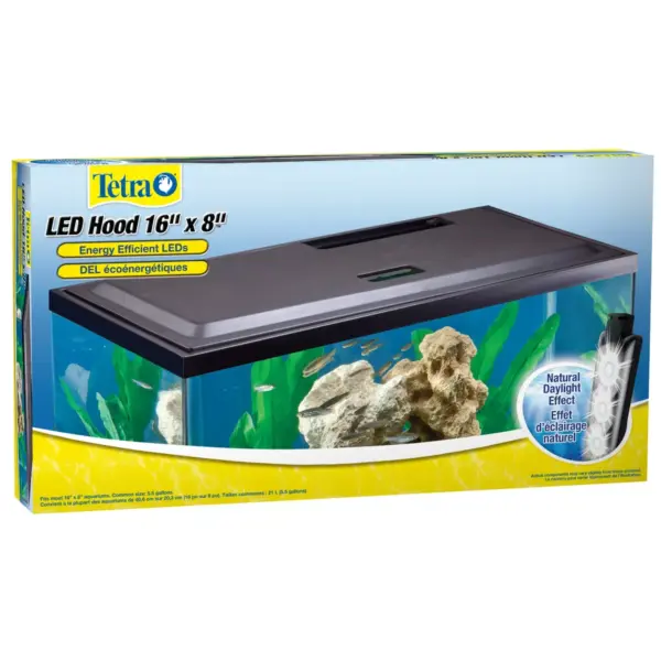 Tetra LED Hood 16 Inches By 8 Inches, Low-Profile Aquarium Hood With Hidden Lighting