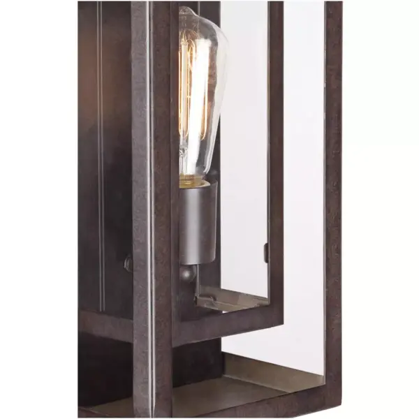 Possini Euro Design Modern Outdoor Wall Light Fixture Bronze Double Box 15 1/2" Clear Glass Exterior House Deck