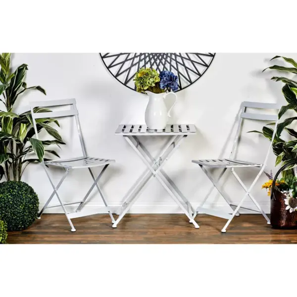 3pc Metal Patio Bistro Set - White - Olivia & May