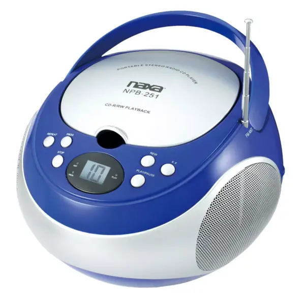 Naxa Portable CD Player with AM/FM Stereo Radio in Blue