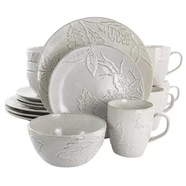 Gibson Elite Naturalia 16 Piece Stoneware Dinnerware Set in Light Grey