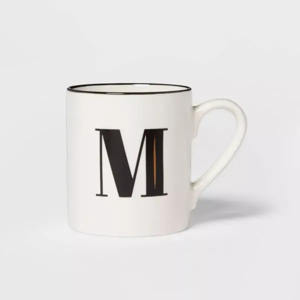 16oz Stoneware Monogram M Mug White - Threshold™