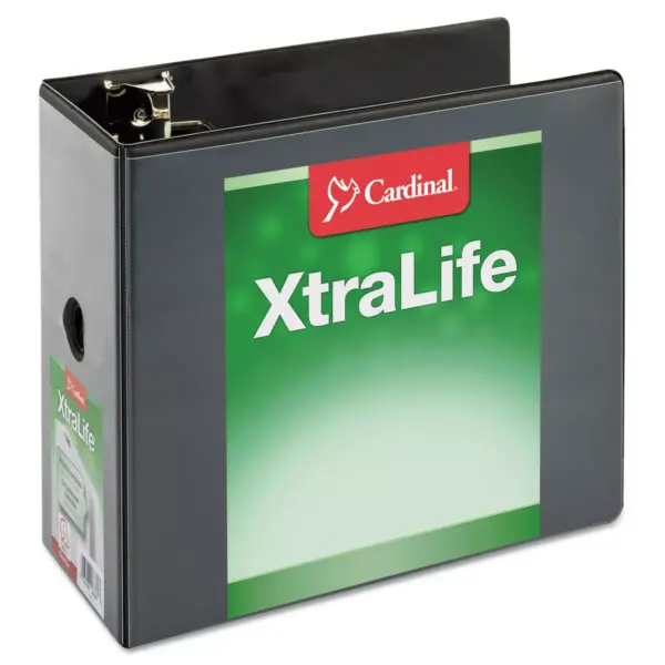 Cardinal XtraLife ClearVue Non-Stick Locking Slant-D Binder 6" Cap 11 x 8 1/2 Black 26361