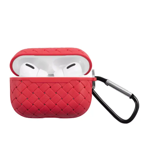 Insten Weave Shape Case For AirPods Pro, Soft TPU Skin Cover with Carabiner, Red