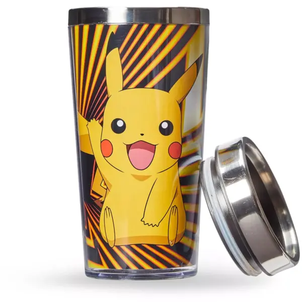 Just Funky Pokemon Pikachu Travel Mug - 16oz BPA-Free Car Tumbler with Spill-Proof Lid