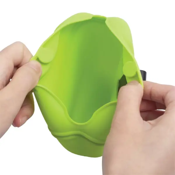 Silicone Dog Treat Snack Pouch Pet Food Container Training Waist Bag with Belt Clip, Green