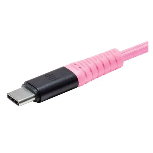 Monoprice Durable USB 2.0 Type-C Charge and Sync Kevlar Reinforced Nylon-Braid Cable - 3 Feet - Pink, 5A/100W, Aluminum Connectors - AtlasFlex Series