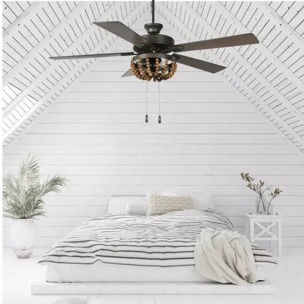 52" LED 5-Blade Wooden Chandelier Lighted Ceiling Fan - River of Goods