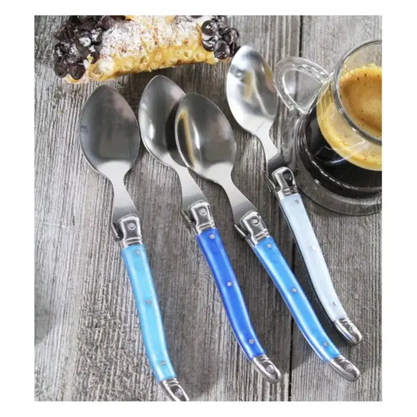 French Home Laguiole 4pk Stainless Steel 4pk Coffee Spoons Blue