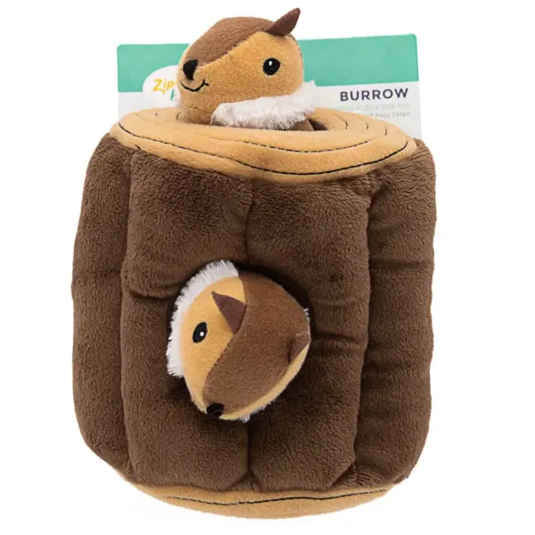 ZippyPaws Burrow Log - Chipmunks Dog Toy