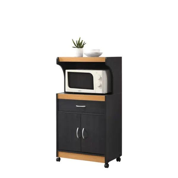 Microwave Kitchen Cart Black/Pale Cream - Hodedah