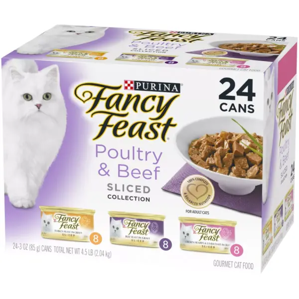 Purina Fancy Feast Sliced Poultry & Beef Collection Gourmet Wet Cat Food - 3oz/24ct Variety Pack