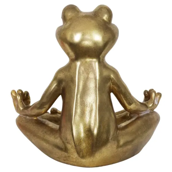 14.17" Resin Yoga Frog Statue Gold - Exhart