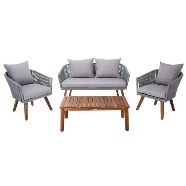 Velso 4pc Living Set - Gray/Natural - Safavieh