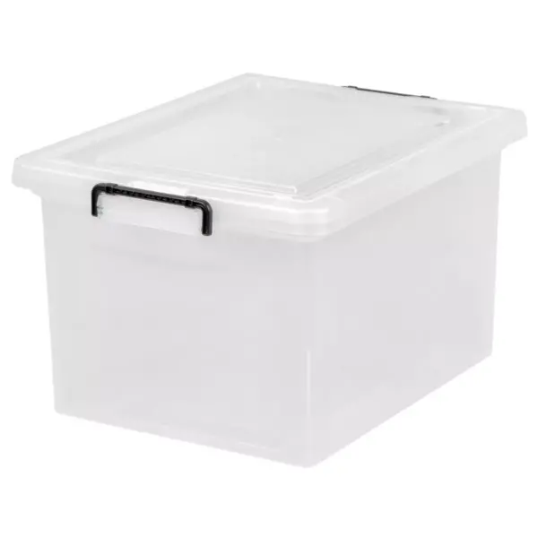 IRIS Letter and Legal Size File Box with Buckle Clear