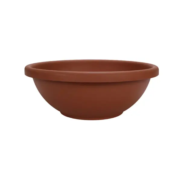 HC Companies 18 Inch Resin Garden Bowl Planter Pot, Terra Cotta Clay (4 Pack)