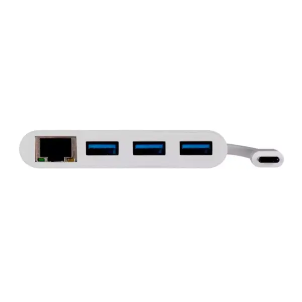 Monoprice USB-C 3-Port USB Hub - White With Wired Gigabit Ethernet Port,  USB 3.0 Speeds - Select Series